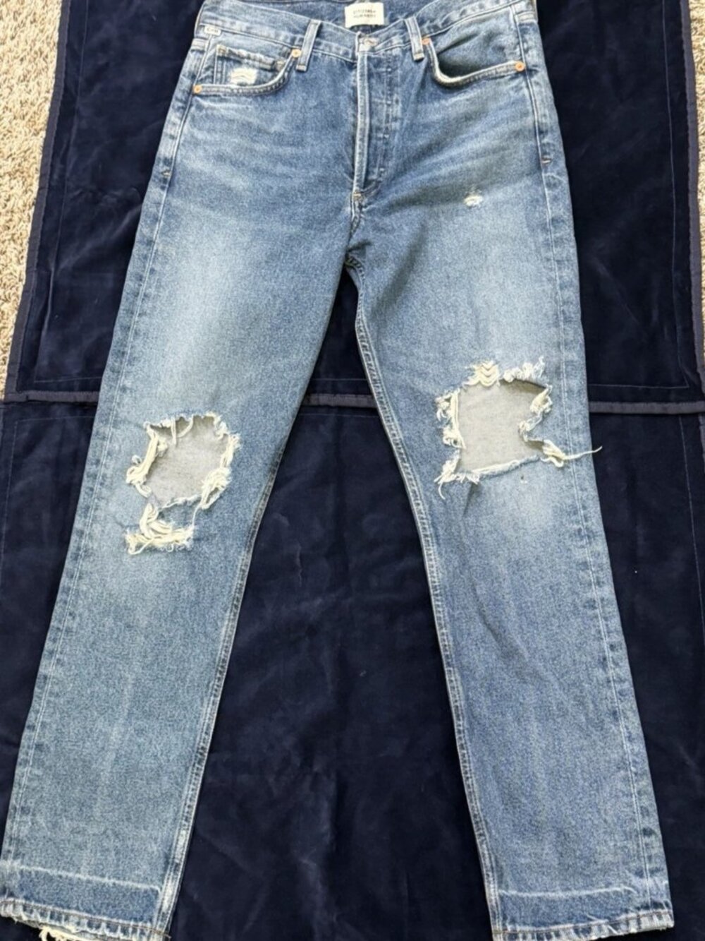 Citizens of Humanity Charlotte High Rise Straight Jeans Size 24 Distressed